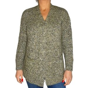 Lucky Brand Knit Cardigan Green Knit Small Cotton Mix Pockets